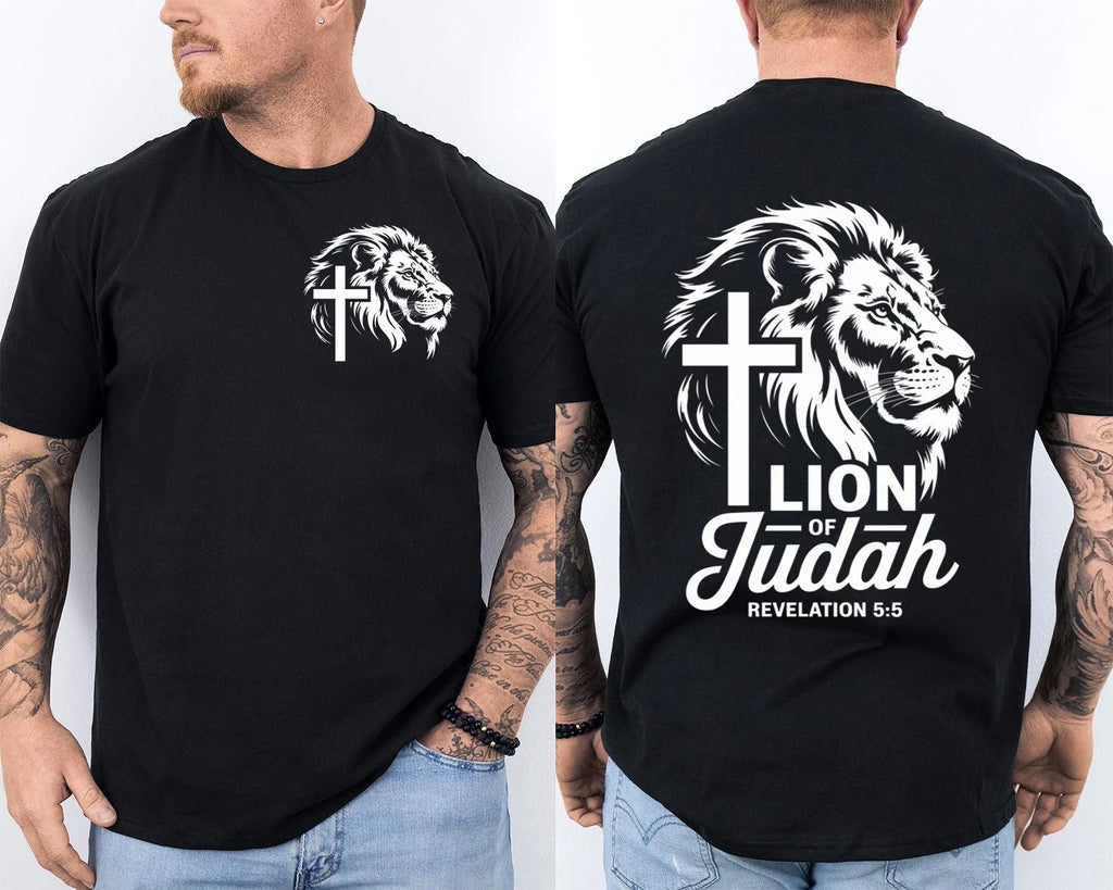 Christian Faith Jesus Christ Lion of Judah Strength Cross Front & Back T-Shirt Unisex T-shirt, Sweatshirt, Hoodie, Long Sleeve Tee - T-Shirt, Sweatshirt, Hoodie