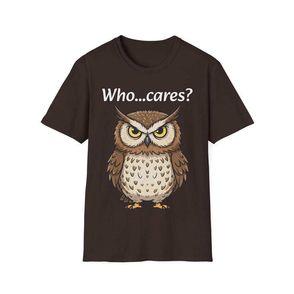 Who Cares? Owl Unisex Softstyle T-Shirt, Funny Gift, Casual Wear, Animal [...] Unisex T-shirt, Sweatshirt, Hoodie, Long Sleeve Tee - T-Shirt, Sweatshirt, Hoodie