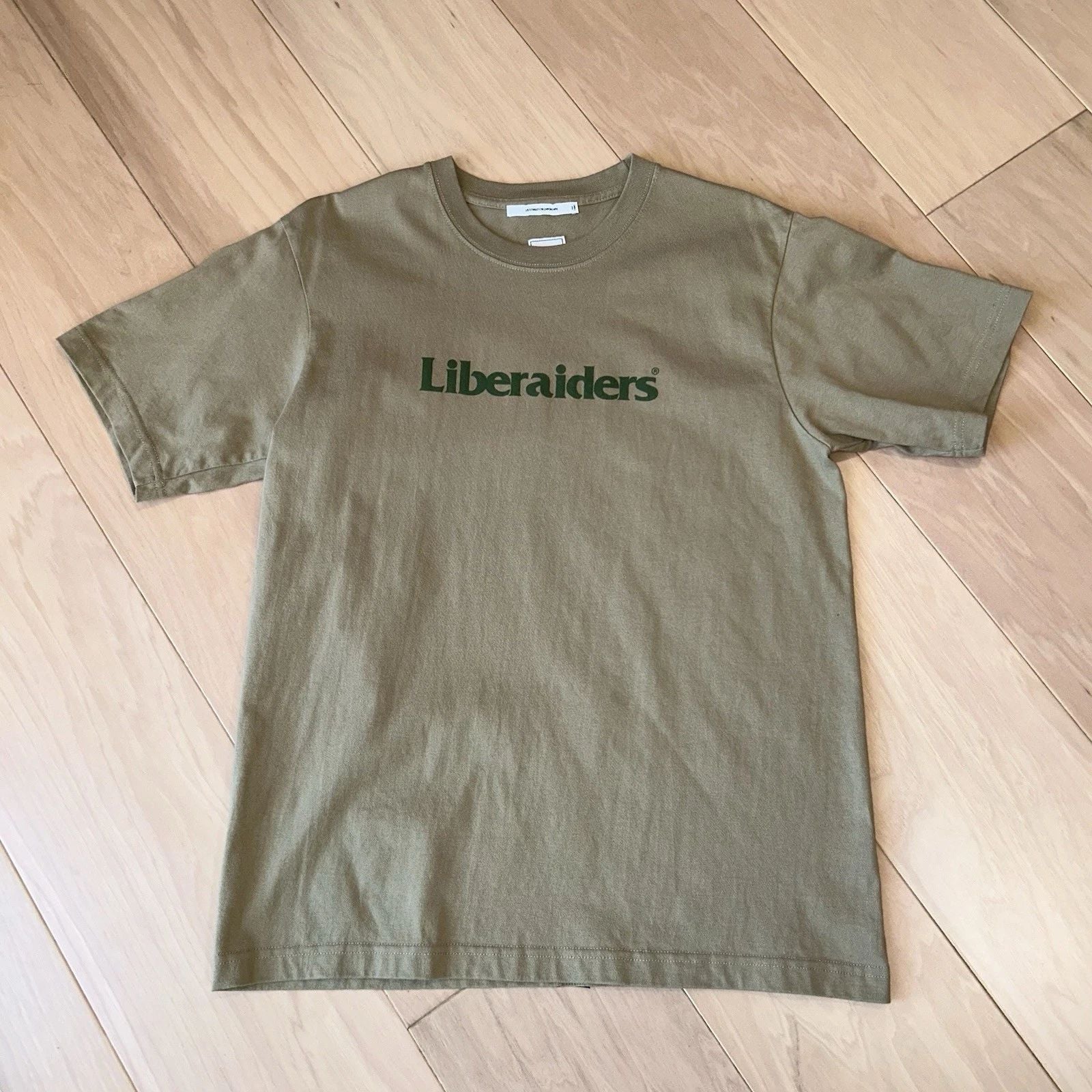 Liberaiders Logo Tee Tan T-Shirt Short Sleeve *Stain Size Small Unisex T-shirt, Sweatshirt, Hoodie, Long Sleeve Tee - T-Shirt, Sweatshirt, Hoodie