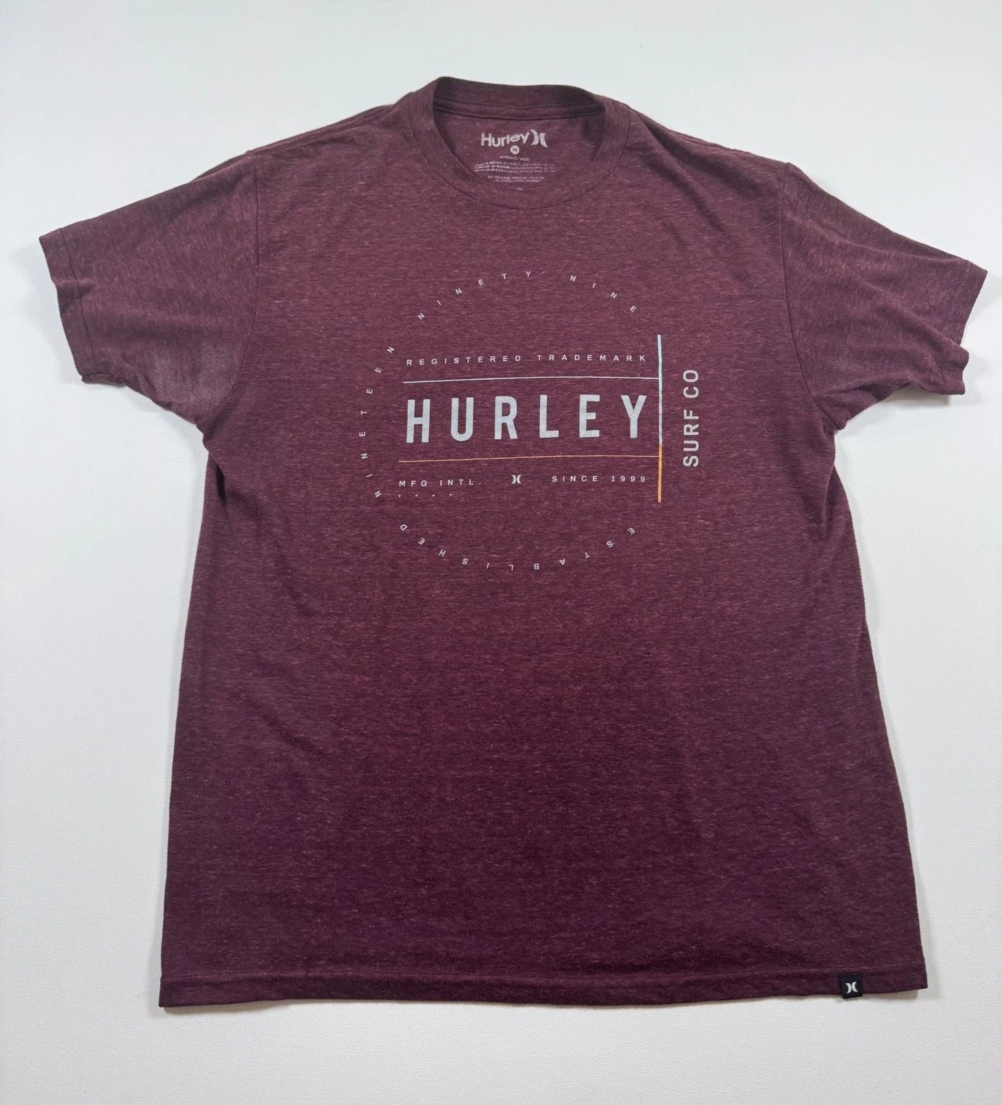 Hurley T-Shirt Mens M Burgundy Heathered Graphic Surf Co Short Sleeve Crew Unisex T-shirt, Sweatshirt, Hoodie, Long Sleeve Tee - T-Shirt, Sweatshirt, Hoodie