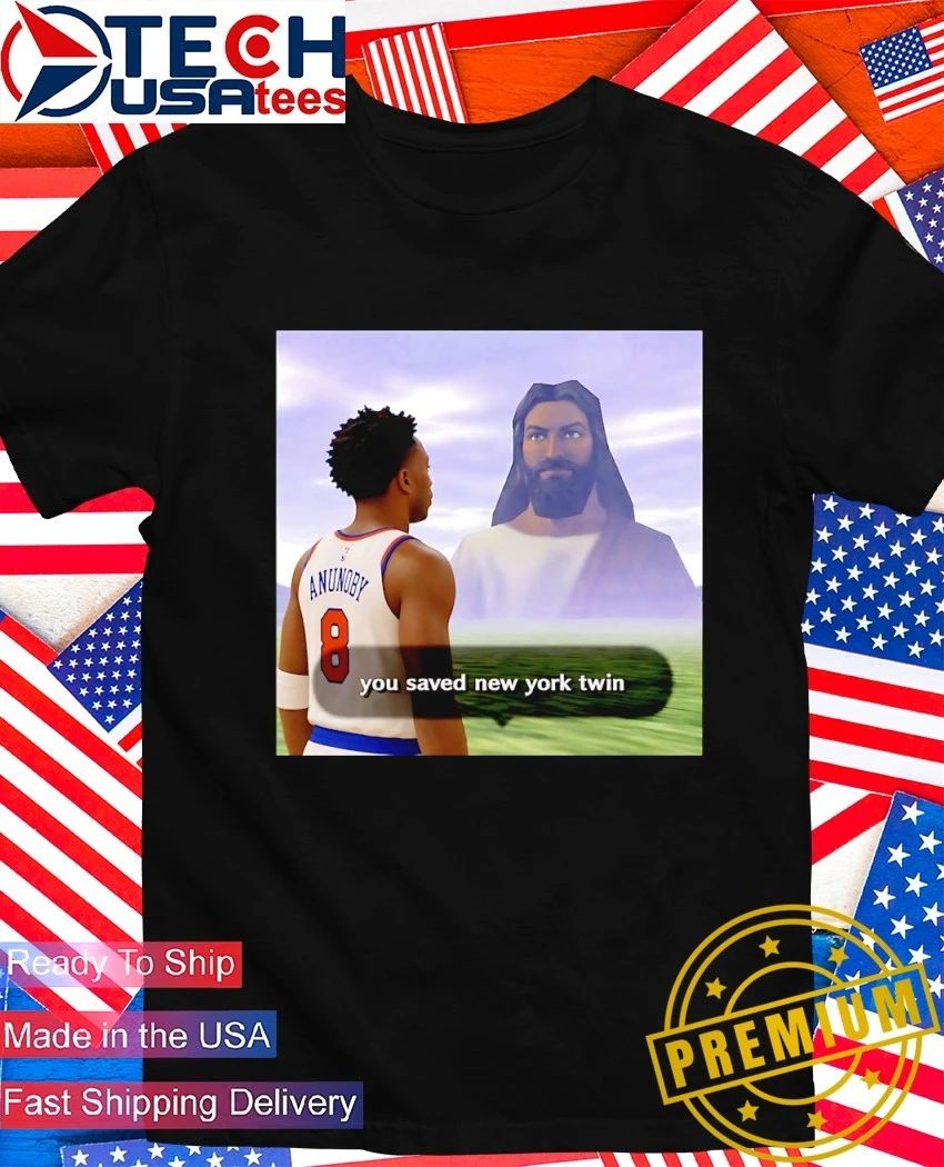 OG Anunoby you saved New York twin Knicks NBA Finals 2026 shirt Unisex T-shirt, Sweatshirt, Hoodie, Long Sleeve Tee - T-Shirt, Sweatshirt, Hoodie