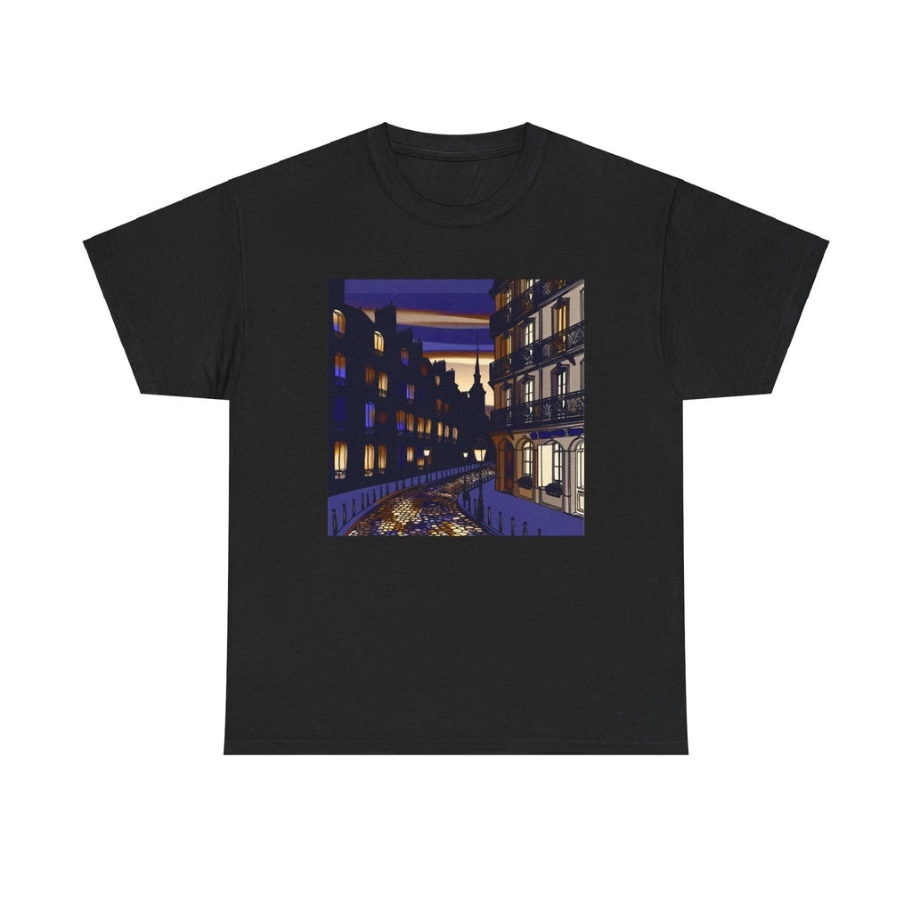Unisex Adult T Shirt Vintage Style Cityscape Twilight Art Cobblestone Street Tee Unisex T-shirt, Sweatshirt, Hoodie, Long Sleeve Tee - T-Shirt, Sweatshirt, Hoodie