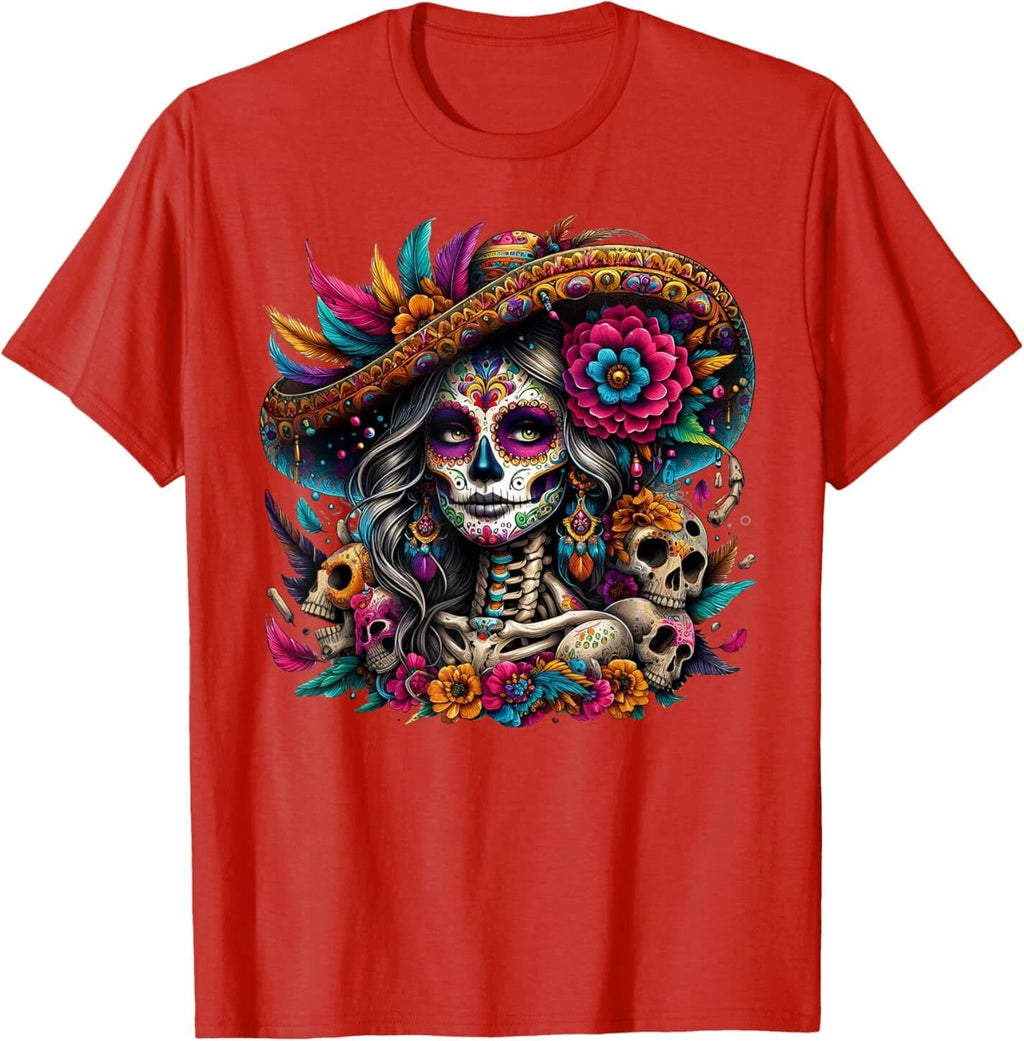 De Los Muertos La Catrina Day of The Dead Sugar Skull Women T-Shirt Unisex T-shirt, Sweatshirt, Hoodie, Long Sleeve Tee - T-Shirt, Sweatshirt, Hoodie