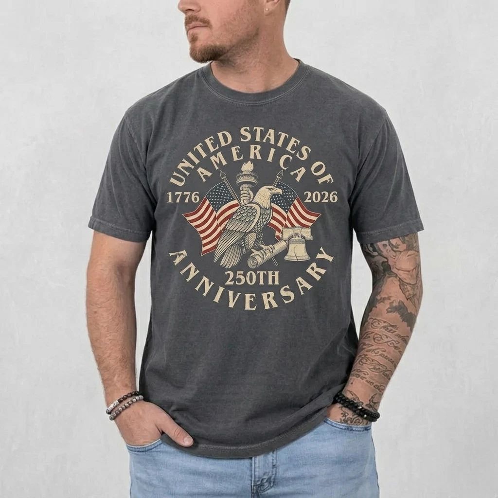 USA 250th Anniversary Shirt USA Flag Vintage T-Shirt, 4th of July Patriotic Gift Unisex T-shirt, Sweatshirt, Hoodie, Long Sleeve Tee - T-Shirt, Sweatshirt, Hoodie