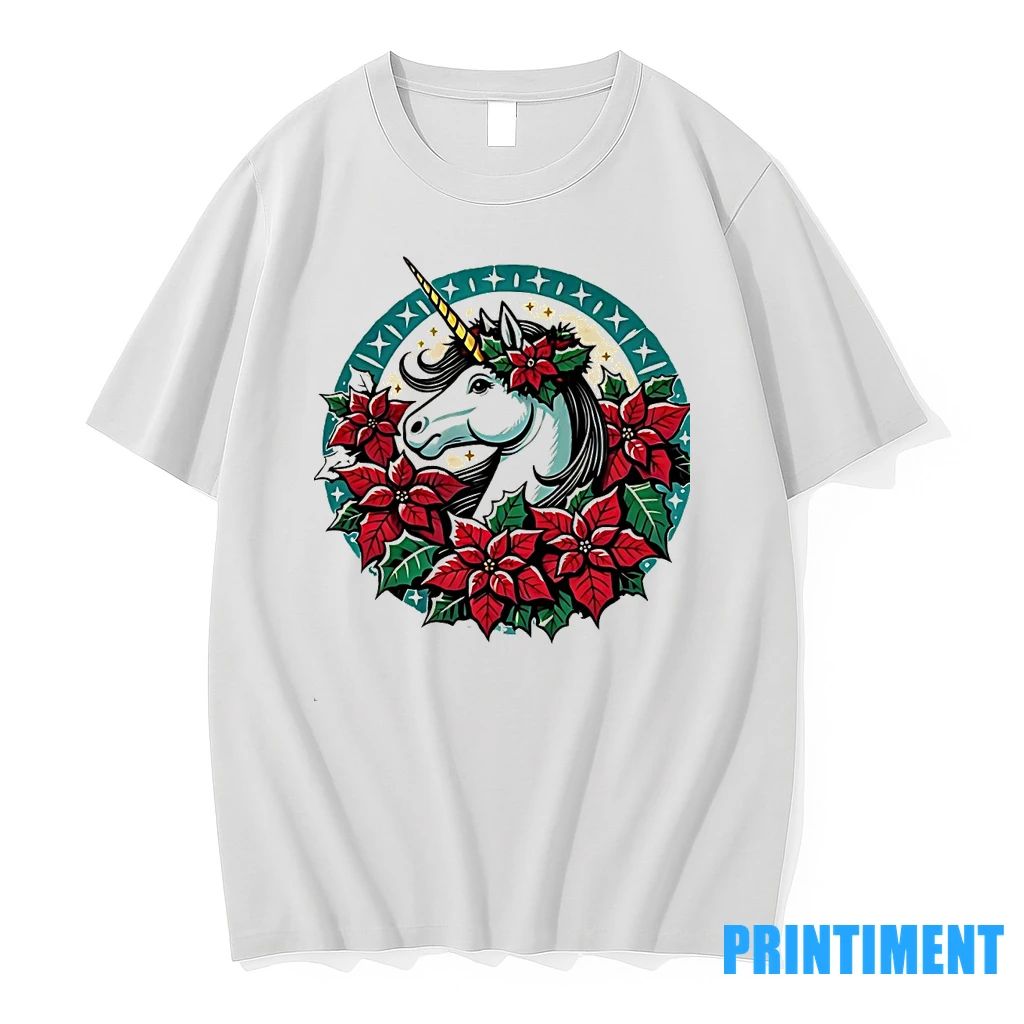 Poinsettia Unicorn Christmas Tshirts Sweater Unisex T-shirt, Sweatshirt, Hoodie, Long Sleeve Tee - T-Shirt, Sweatshirt, Hoodie