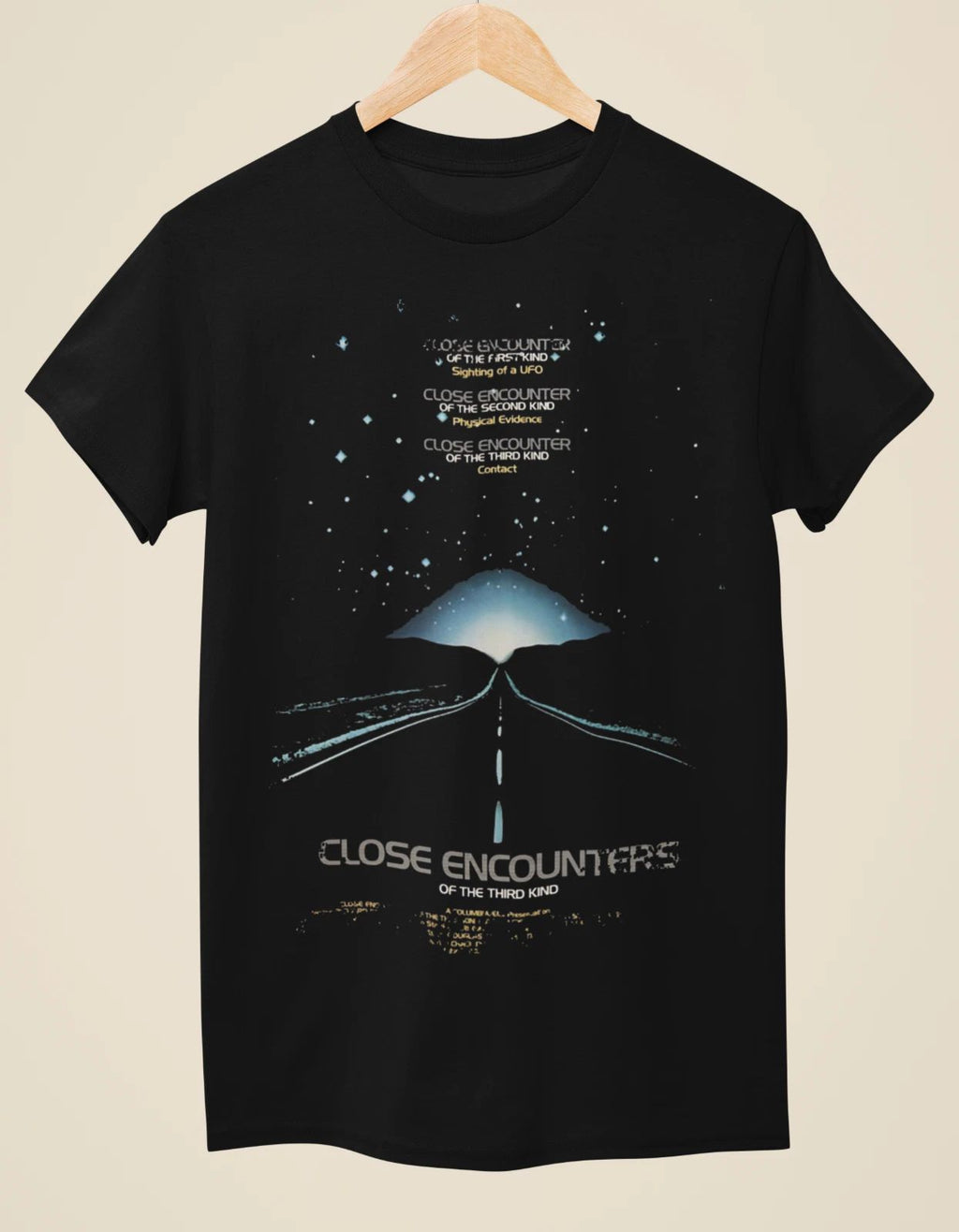 Close Encounters of the Third Kind - Movie Poster Inspired Unisex Black T-Shirt Unisex T-shirt, Sweatshirt, Hoodie, Long Sleeve Tee - T-Shirt, Sweatshirt, Hoodie