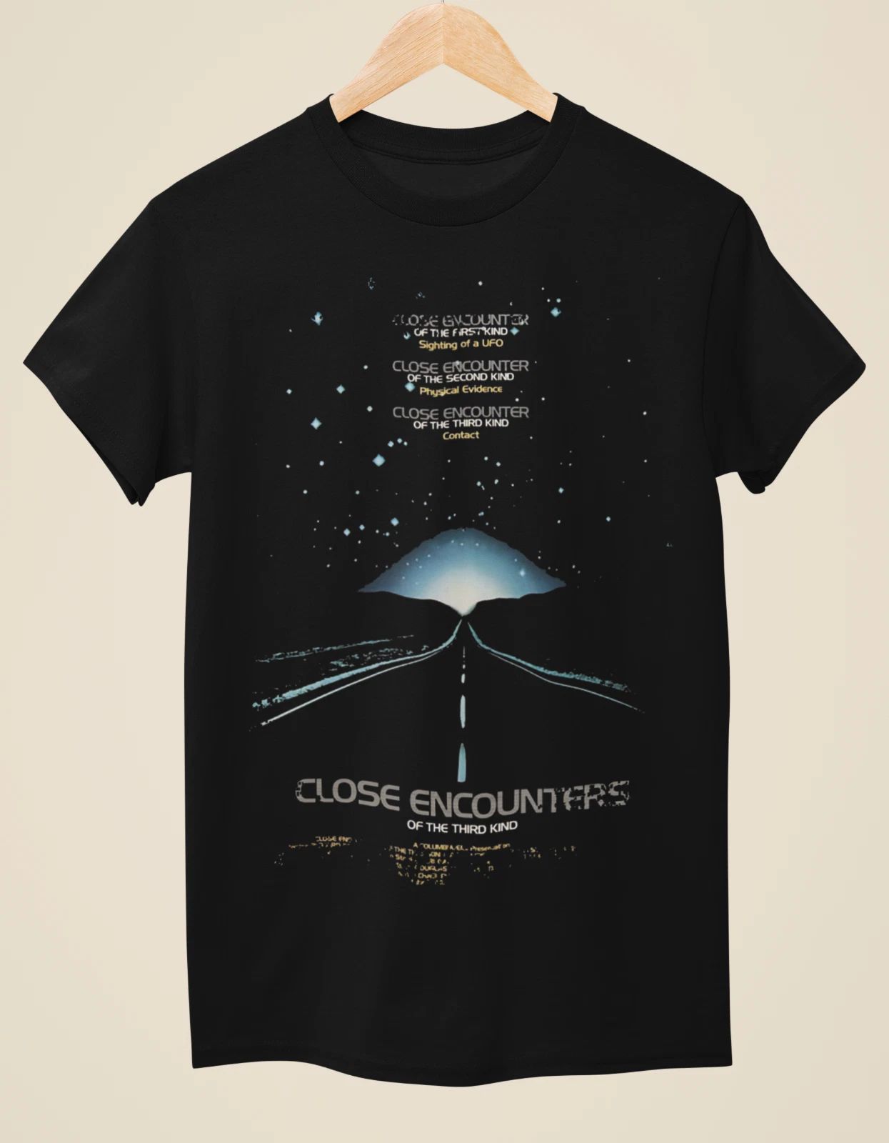 Close Encounters of the Third Kind - Movie Poster Inspired Unisex Black T-Shirt Unisex T-shirt, Sweatshirt, Hoodie, Long Sleeve Tee - T-Shirt, Sweatshirt, Hoodie