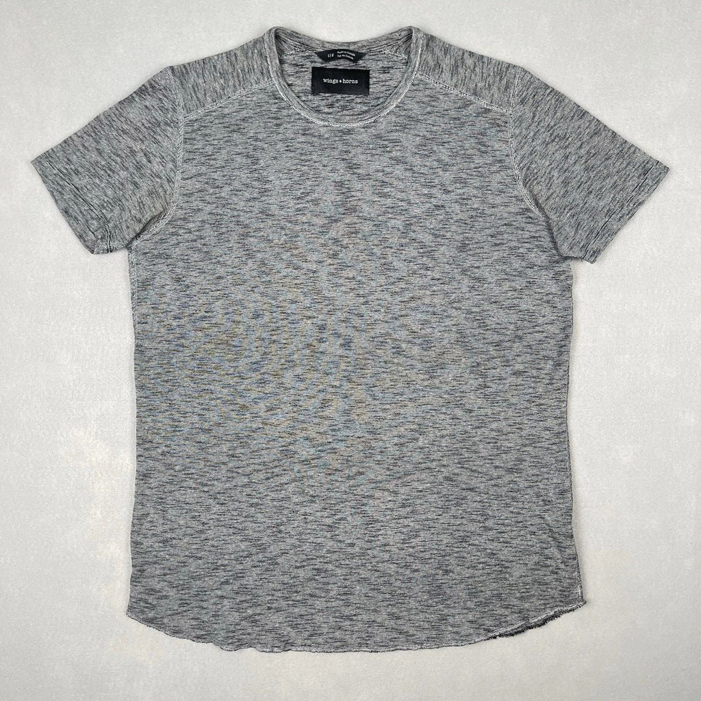 Wings + Horns Mens Slub Cotton T Shirt Sz L Heather Gray Raw Hem Minimalist Unisex T-shirt, Sweatshirt, Hoodie, Long Sleeve Tee - T-Shirt, Sweatshirt, Hoodie