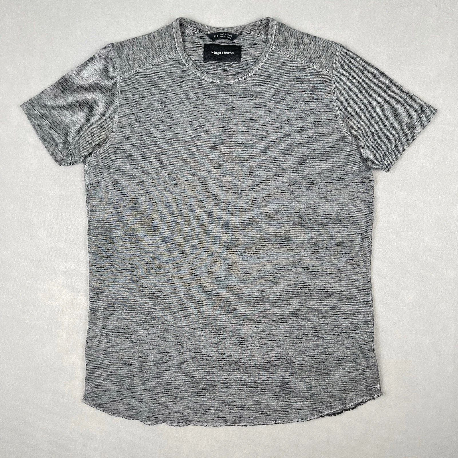 Wings + Horns Mens Slub Cotton T Shirt Sz L Heather Gray Raw Hem Minimalist Unisex T-shirt, Sweatshirt, Hoodie, Long Sleeve Tee - T-Shirt, Sweatshirt, Hoodie