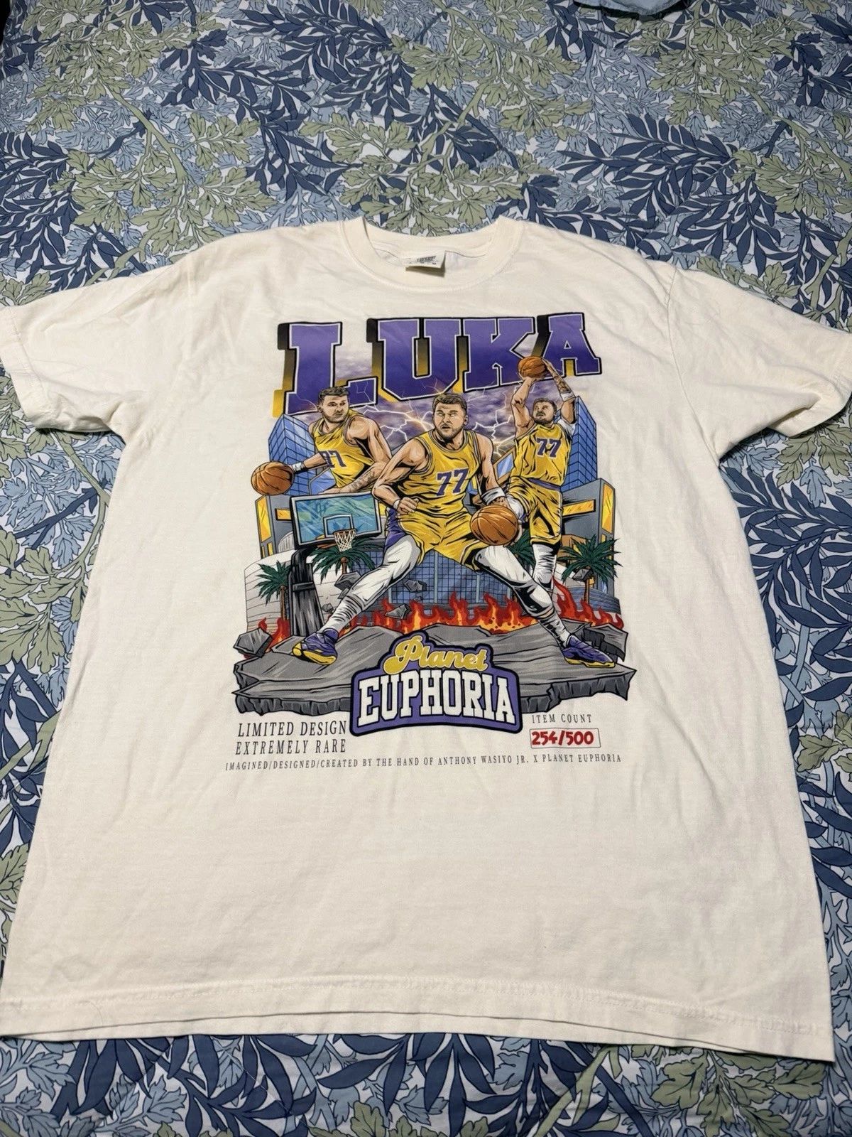 Luka Shirt Cartoon Basketball Tee LA Street Style 254/500 Planet Euphoria Large Unisex T-shirt, Sweatshirt, Hoodie, Long Sleeve Tee - T-Shirt, Sweatshirt, Hoodie