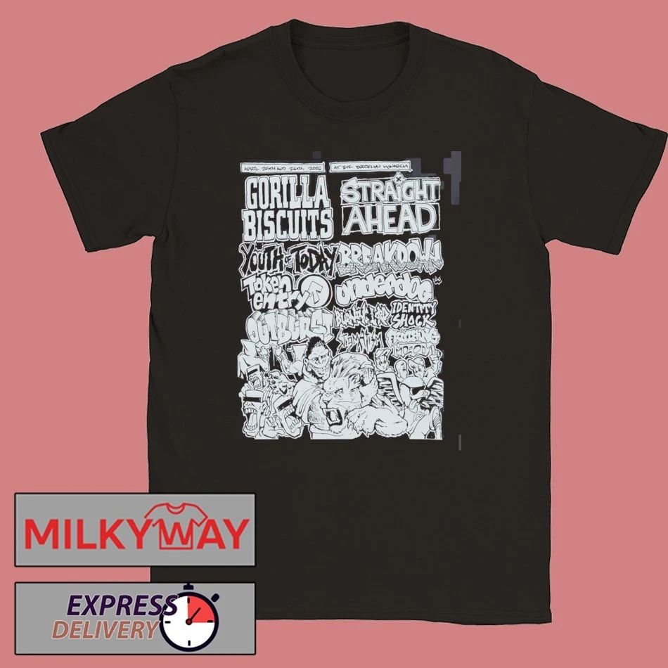 Gorilla Biscuits X Straight Ahead NYHC Brooklyn Monarch 2026 Event Shows Gig Poster Lineup On April 25 26 2026 T-Shirt - T-Shirt, Sweatshirt, Hoodie