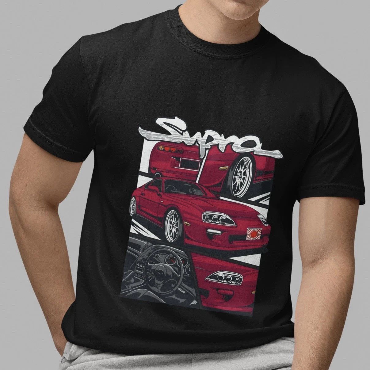 Streetwear Toyota Supra  JDM Sports Car Graphic Black Casual Mens T-Shirt  Top Unisex T-shirt, Sweatshirt, Hoodie, Long Sleeve Tee - T-Shirt, Sweatshirt, Hoodie