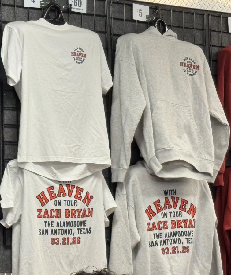 Zach Bryan Tour With Heaven On Tour Mar 21st 2026 San Antonio T-shirt Hoodie Unisex T-shirt, Sweatshirt, Hoodie, Long Sleeve Tee - T-Shirt, Sweatshirt, Hoodie