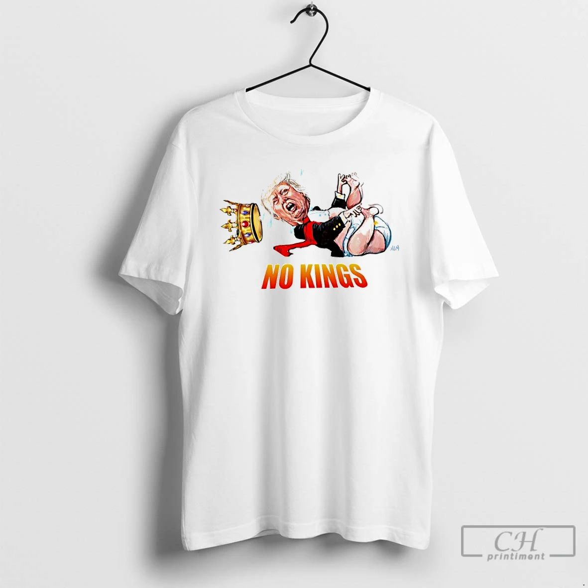 Classic Trump King Baby No Kings Caricature T Shirts Unisex T-shirt, Sweatshirt, Hoodie, Long Sleeve Tee - T-Shirt, Sweatshirt, Hoodie