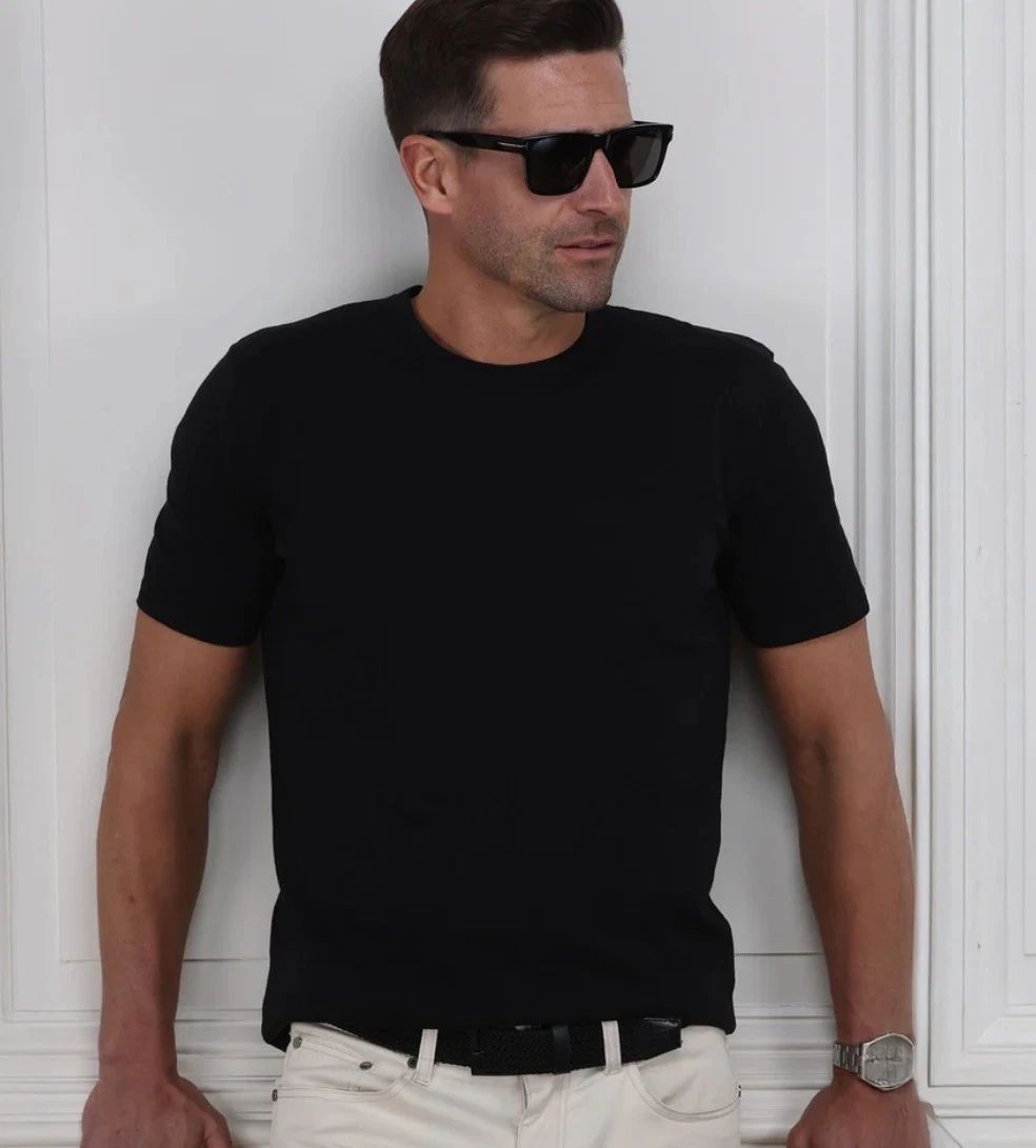 Collars and Co NWT Lucca Luxury Touch Cotton & Silk Navy T-Shirt $59 Size M & L Unisex T-shirt, Sweatshirt, Hoodie, Long Sleeve Tee - T-Shirt, Sweatshirt, Hoodie