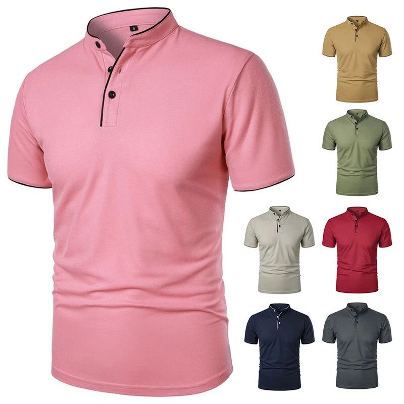 Men Grandad Henley Shirts Short Sleeve Tee T-Shirt Casual Button Golf Blouse Top Unisex T-shirt, Sweatshirt, Hoodie, Long Sleeve Tee - T-Shirt, Sweatshirt, Hoodie