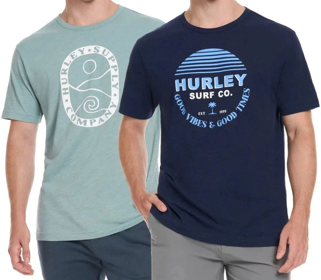 Hurley Men's Graphic Tee, 2-pack - GREEN/ORANGE Or Blue/ Dark Blue You Pick Size Unisex T-shirt, Sweatshirt, Hoodie, Long Sleeve Tee - T-Shirt, Sweatshirt, Hoodie