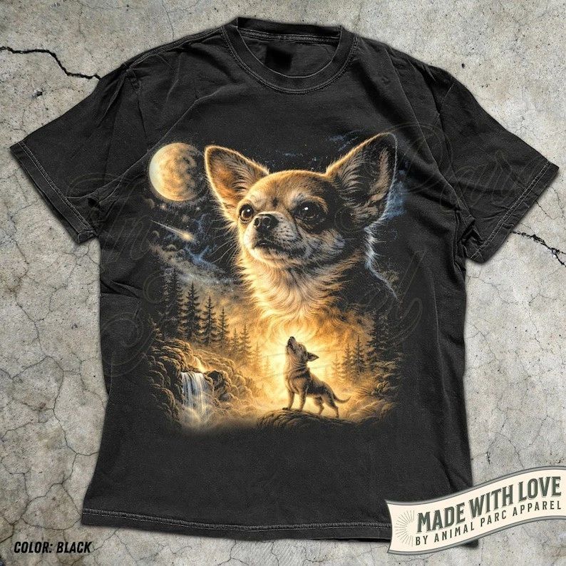 Chihuahua Howling to The Moon Vintage T-Shirt, 90s Retro Animal Graphic Tee S-3X Unisex T-shirt, Sweatshirt, Hoodie, Long Sleeve Tee - T-Shirt, Sweatshirt, Hoodie