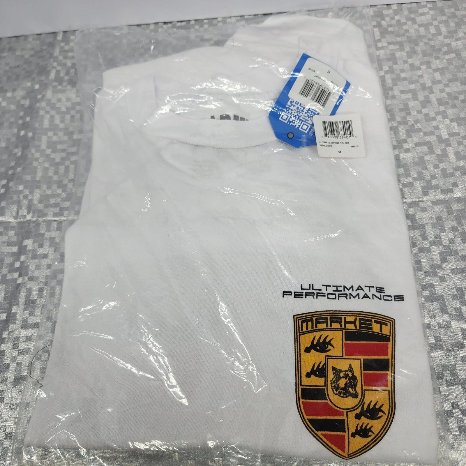 NWT MARKET T Shirt Ultimate Badge Porsche Style Tee White Medium Chinatown Unisex T-shirt, Sweatshirt, Hoodie, Long Sleeve Tee - T-Shirt, Sweatshirt, Hoodie