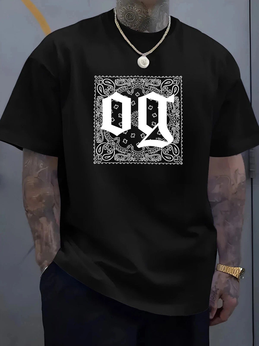 Men's OG Bandana Graphic T-Shirt Streetwear Casual Crew Neck Tee Unisex T-shirt, Sweatshirt, Hoodie, Long Sleeve Tee - T-Shirt, Sweatshirt, Hoodie