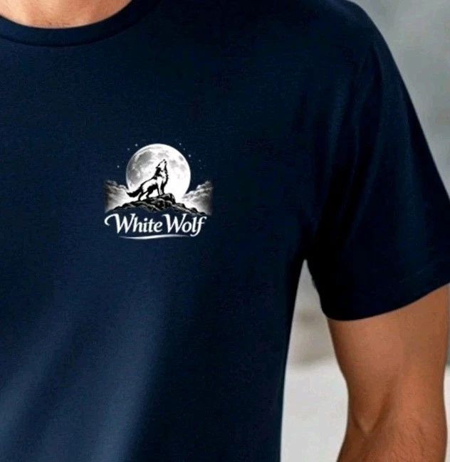 Men's T-shirt White Wolf under Moon Logo Regular Size Streetwear Summer Top Tree Unisex T-shirt, Sweatshirt, Hoodie, Long Sleeve Tee - T-Shirt, Sweatshirt, Hoodie