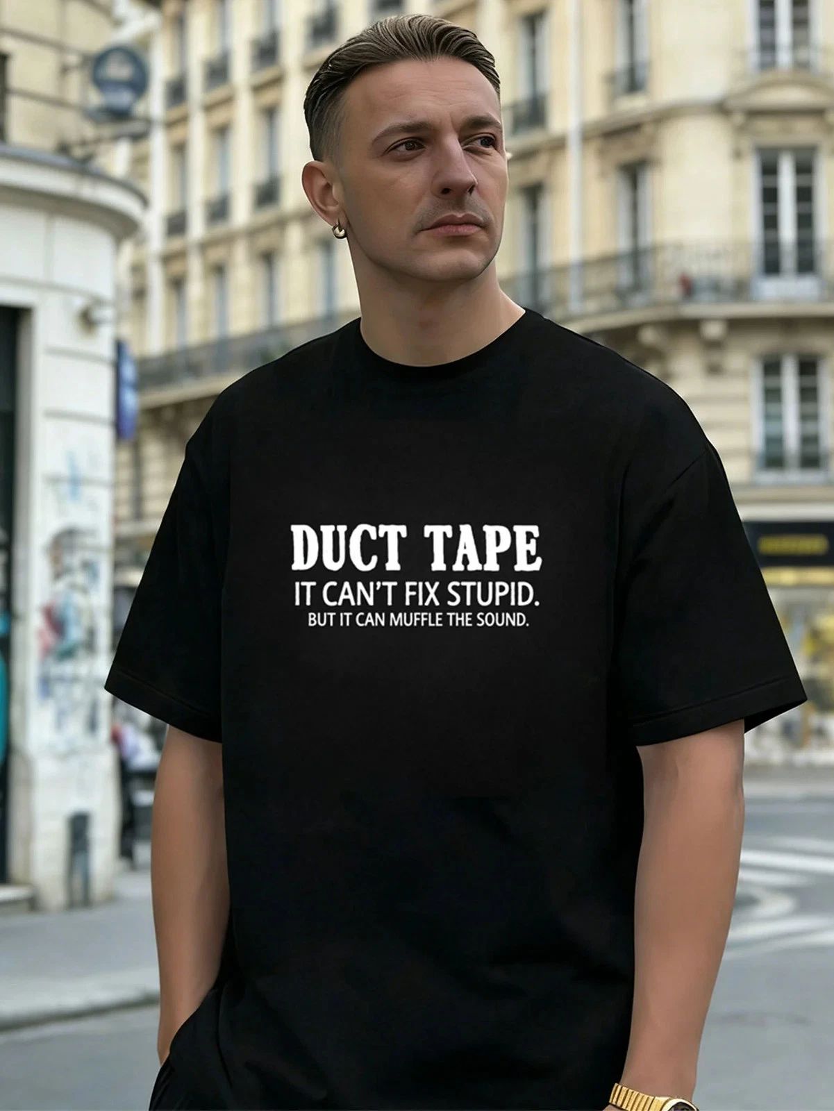 Funny Duct Tape Quote 100% Cotton Men's T-Shirt, Suitable for Daily Casual Wear Unisex T-shirt, Sweatshirt, Hoodie, Long Sleeve Tee - T-Shirt, Sweatshirt, Hoodie