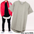 Casual Extended Drop Cut Extra Longline Crewneck T-Shirt (Grey) Unisex T-shirt, Sweatshirt, Hoodie, Long Sleeve Tee - T-Shirt, Sweatshirt, Hoodie