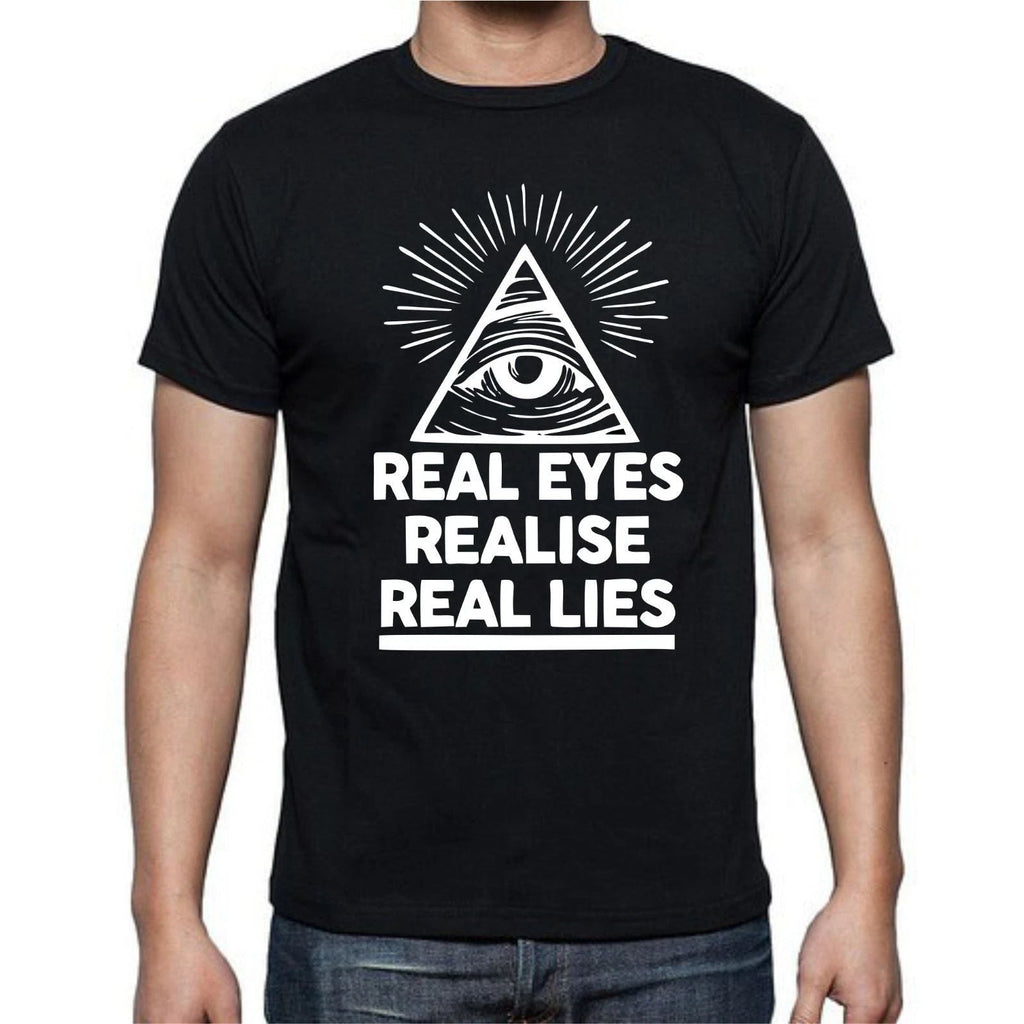 Real Eyes Realise Real Lies Illuminati Triangle T shirt tee Unisex T-shirt, Sweatshirt, Hoodie, Long Sleeve Tee - T-Shirt, Sweatshirt, Hoodie