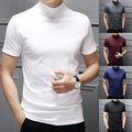 Men Short Sleeve Tee Pullver Tops Half High Collar T-Shirt Slim Trendy Elegant Unisex T-shirt, Sweatshirt, Hoodie, Long Sleeve Tee - T-Shirt, Sweatshirt, Hoodie