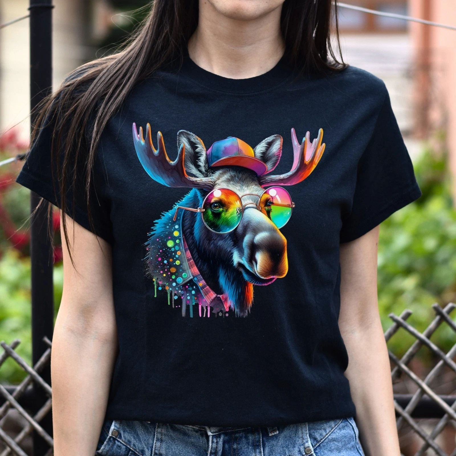 Moose Color Splash Unisex T-Shirt Cool Canadian moose Black Navy Dark Heather Unisex T-shirt, Sweatshirt, Hoodie, Long Sleeve Tee - T-Shirt, Sweatshirt, Hoodie