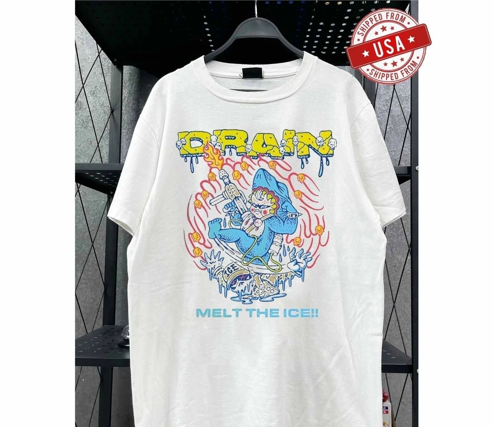 Drain Melt The Ice Graphic White Streetwear Band T-Shirt Unisex Tee Unisex T-shirt, Sweatshirt, Hoodie, Long Sleeve Tee - T-Shirt, Sweatshirt, Hoodie