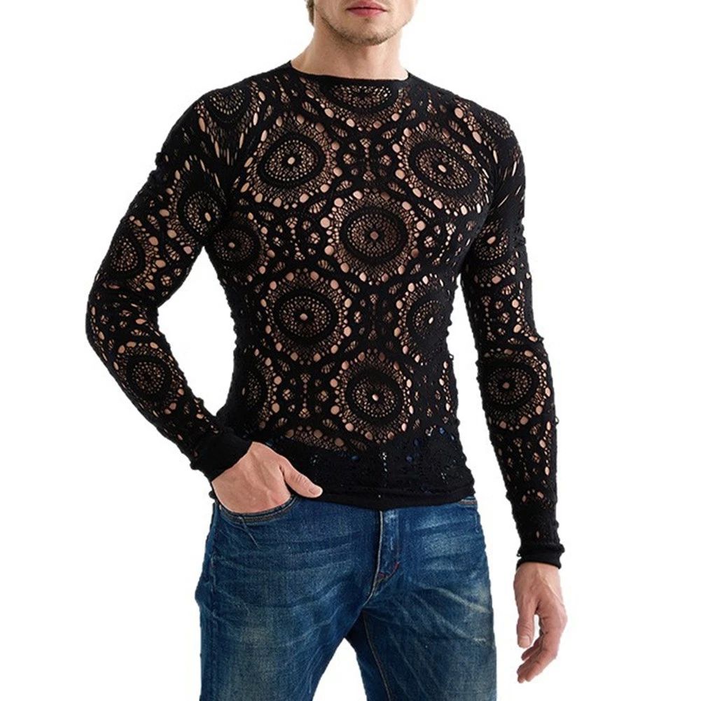 Fashionable Men's Long Sleeve T Shirt with Hollow Out Design for Events Unisex T-shirt, Sweatshirt, Hoodie, Long Sleeve Tee - T-Shirt, Sweatshirt, Hoodie