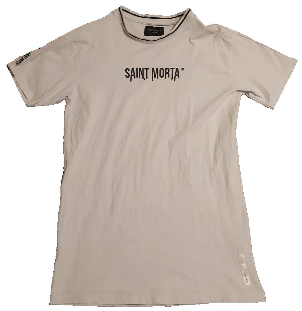 Saint Morta Men's Medium T-shirt Long Urban Style Street Wear White Short Sleeve Unisex T-shirt, Sweatshirt, Hoodie, Long Sleeve Tee - T-Shirt, Sweatshirt, Hoodie