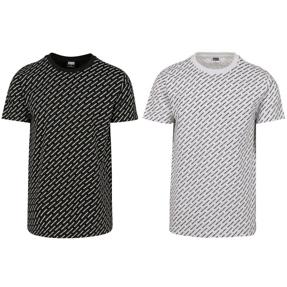 Urban Classics Allover Logo Tee Men Jersey T-Shirt Black White Round Neck - 5XL Unisex T-shirt, Sweatshirt, Hoodie, Long Sleeve Tee - T-Shirt, Sweatshirt, Hoodie