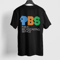 PBS Public Broadcasting Service Logo Retro Graphic T-Shirt Black Tee Back Print Unisex T-shirt, Sweatshirt, Hoodie, Long Sleeve Tee - T-Shirt, Sweatshirt, Hoodie