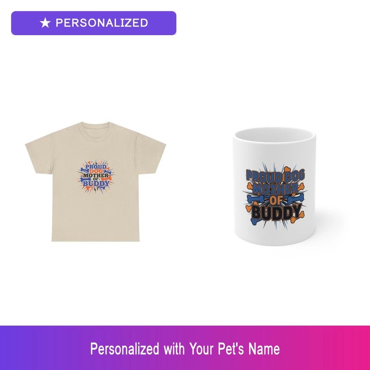 Custom Dog Proud Gift Set Shirt Mug Personalized Pet Name Bundle Lover Unisex T-shirt, Sweatshirt, Hoodie, Long Sleeve Tee - T-Shirt, Sweatshirt, Hoodie