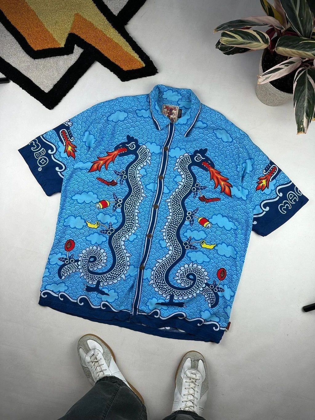 Vintage 90s Mambo Shirt M Traditional Tattoo Print Rayon Australia Rare Unisex T-shirt, Sweatshirt, Hoodie, Long Sleeve Tee - T-Shirt, Sweatshirt, Hoodie