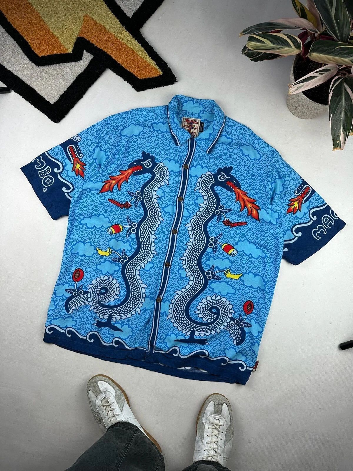 Vintage 90s Mambo Shirt M Traditional Tattoo Print Rayon Australia Rare Unisex T-shirt, Sweatshirt, Hoodie, Long Sleeve Tee - T-Shirt, Sweatshirt, Hoodie