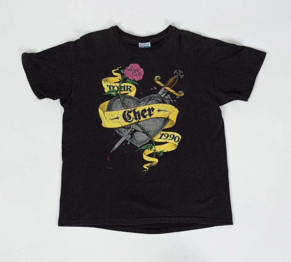 Vintage 1990 Cher Heart Of Stone Tour T Shirt | 90s Tattoo Graphic Rare Music Co Unisex T-shirt, Sweatshirt, Hoodie, Long Sleeve Tee - T-Shirt, Sweatshirt, Hoodie