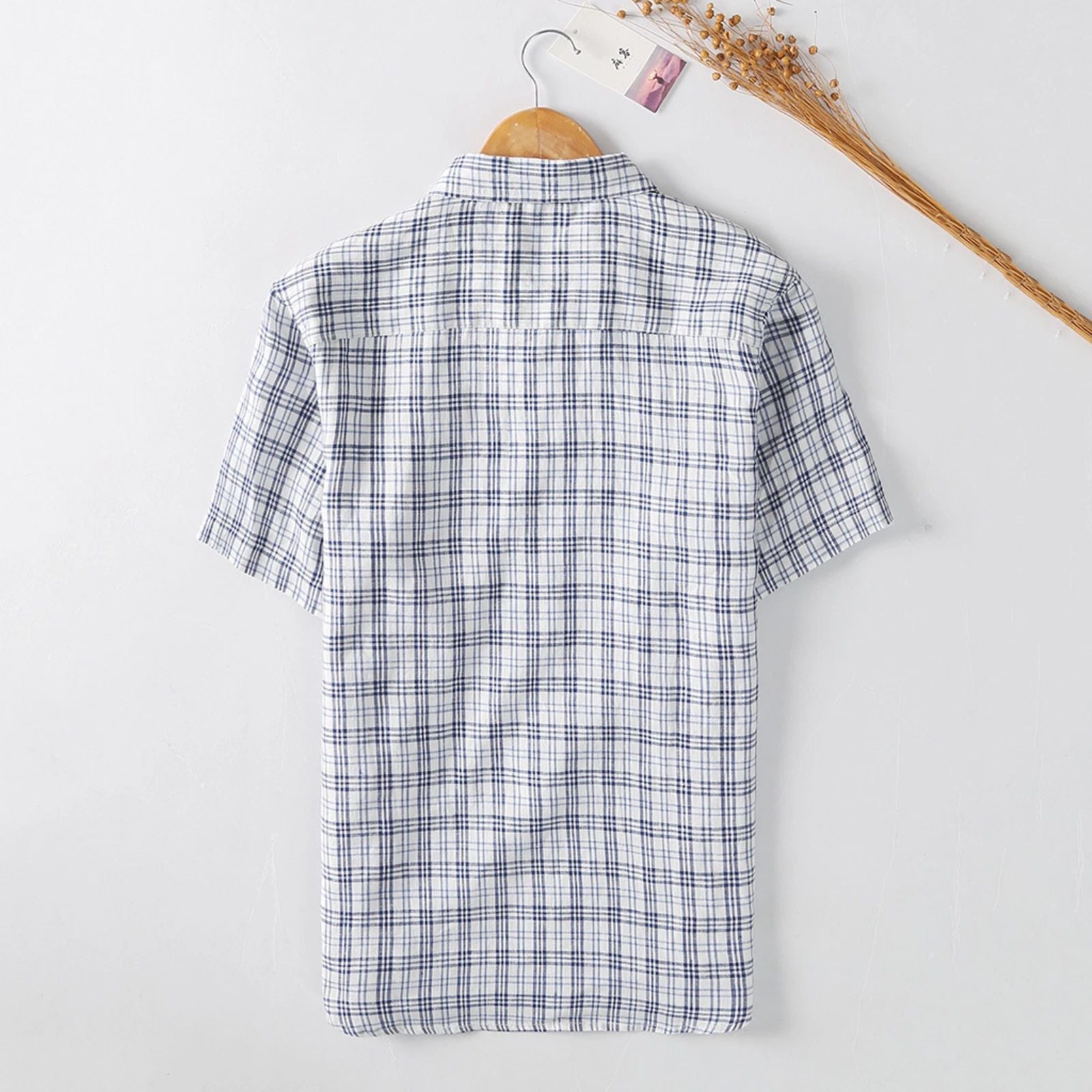 Mens Lightweight Plaid Short Sleeve Button Shirt Casual Unisex T-shirt, Sweatshirt, Hoodie, Long Sleeve Tee - T-Shirt, Sweatshirt, Hoodie