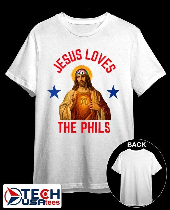 Jesus loves the Phils Phillie Phanatic eye headband shirt Unisex T-shirt, Sweatshirt, Hoodie, Long Sleeve Tee - T-Shirt, Sweatshirt, Hoodie