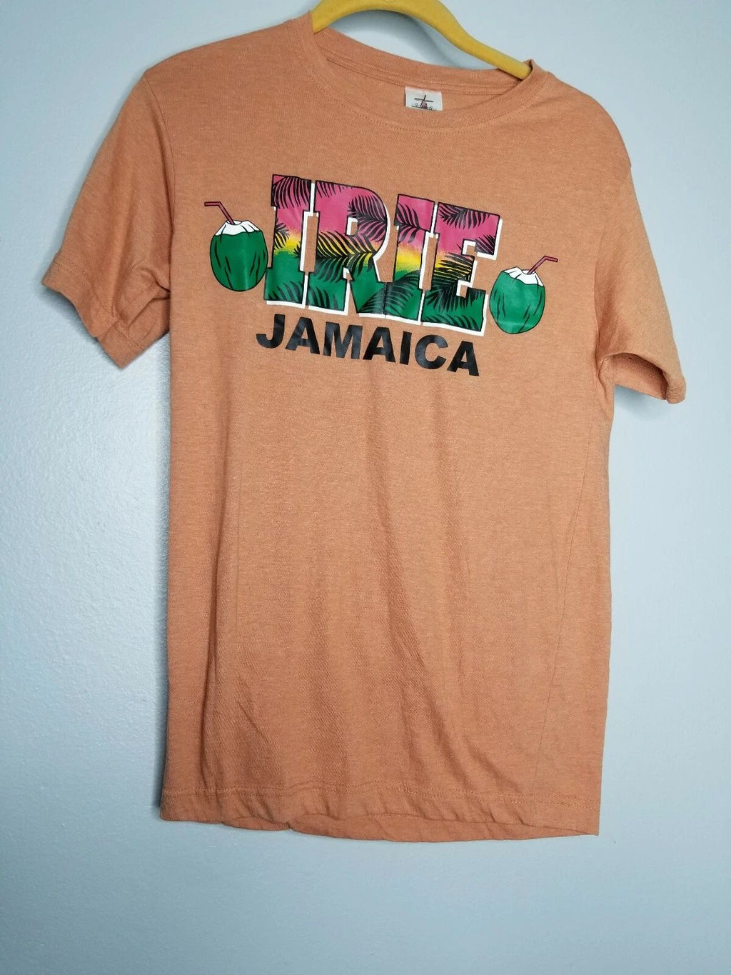 Retro Mens Small Irie Jamaica T Shirt Travel Vacation Souvenir Orange Unisex T-shirt, Sweatshirt, Hoodie, Long Sleeve Tee - T-Shirt, Sweatshirt, Hoodie