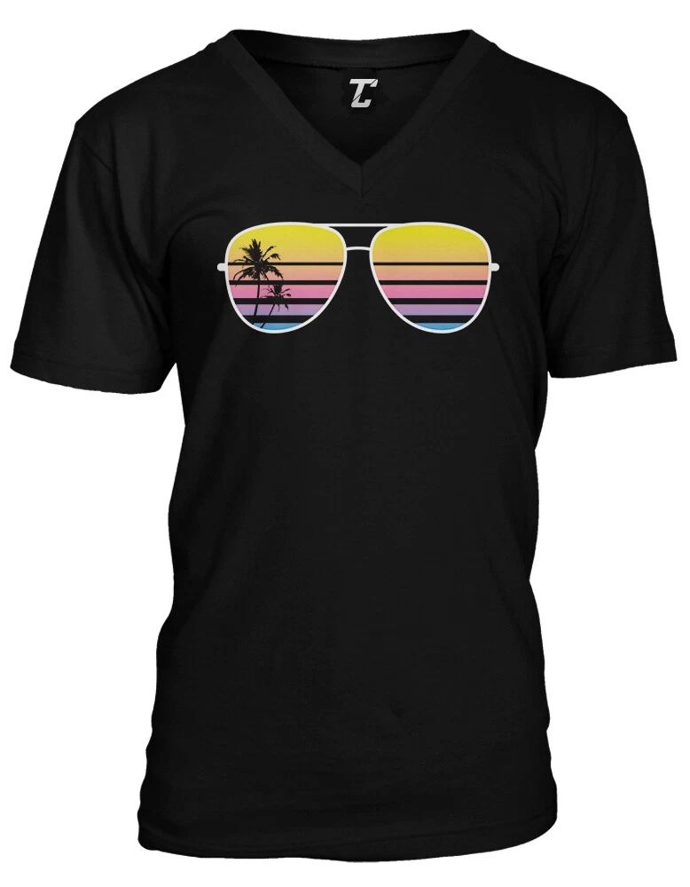 Sunglasses - Palm Tree Sunset Vacation Beach Unisex V-Neck T-shirt Unisex T-shirt, Sweatshirt, Hoodie, Long Sleeve Tee - T-Shirt, Sweatshirt, Hoodie