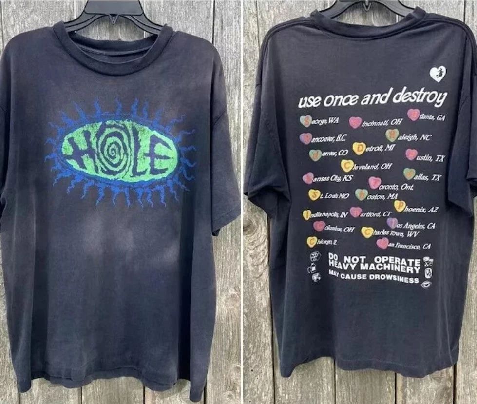 Hole Band 1994 Concert Tour 2 Sided Unisex Short Sleeve T shirt - Black Gift for Unisex T-shirt, Sweatshirt, Hoodie, Long Sleeve Tee - T-Shirt, Sweatshirt, Hoodie