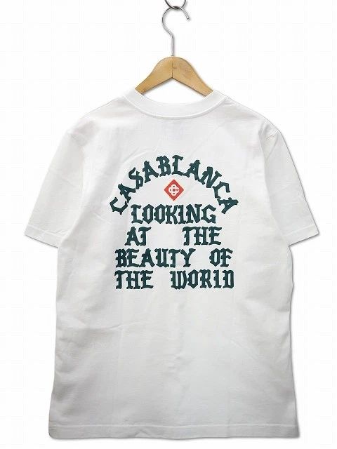 CASABLANCA 2025SS Beauty Of The World White Organic Cotton Crew Neck T-Shirt S Unisex T-shirt, Sweatshirt, Hoodie, Long Sleeve Tee - T-Shirt, Sweatshirt, Hoodie