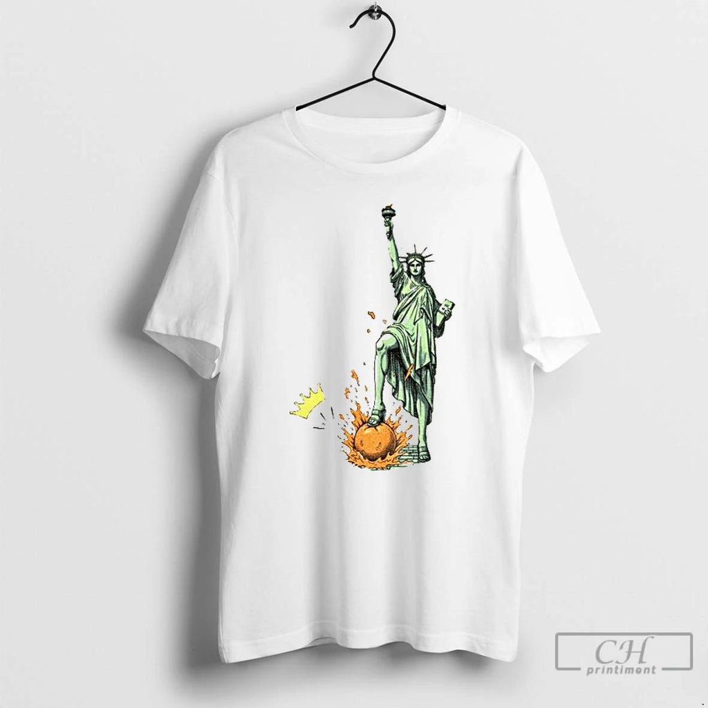 Classic No Kings In America Statue Of Liberty Over Orange Anti Trump Vintage T Shirts Unisex T-shirt, Sweatshirt, Hoodie, Long Sleeve Tee - T-Shirt, Sweatshirt, Hoodie