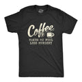 Mens Coffee Makes Me Feel Less Murdery T Shirt Funny Sarcastic Tee Unisex T-shirt, Sweatshirt, Hoodie, Long Sleeve Tee - T-Shirt, Sweatshirt, Hoodie