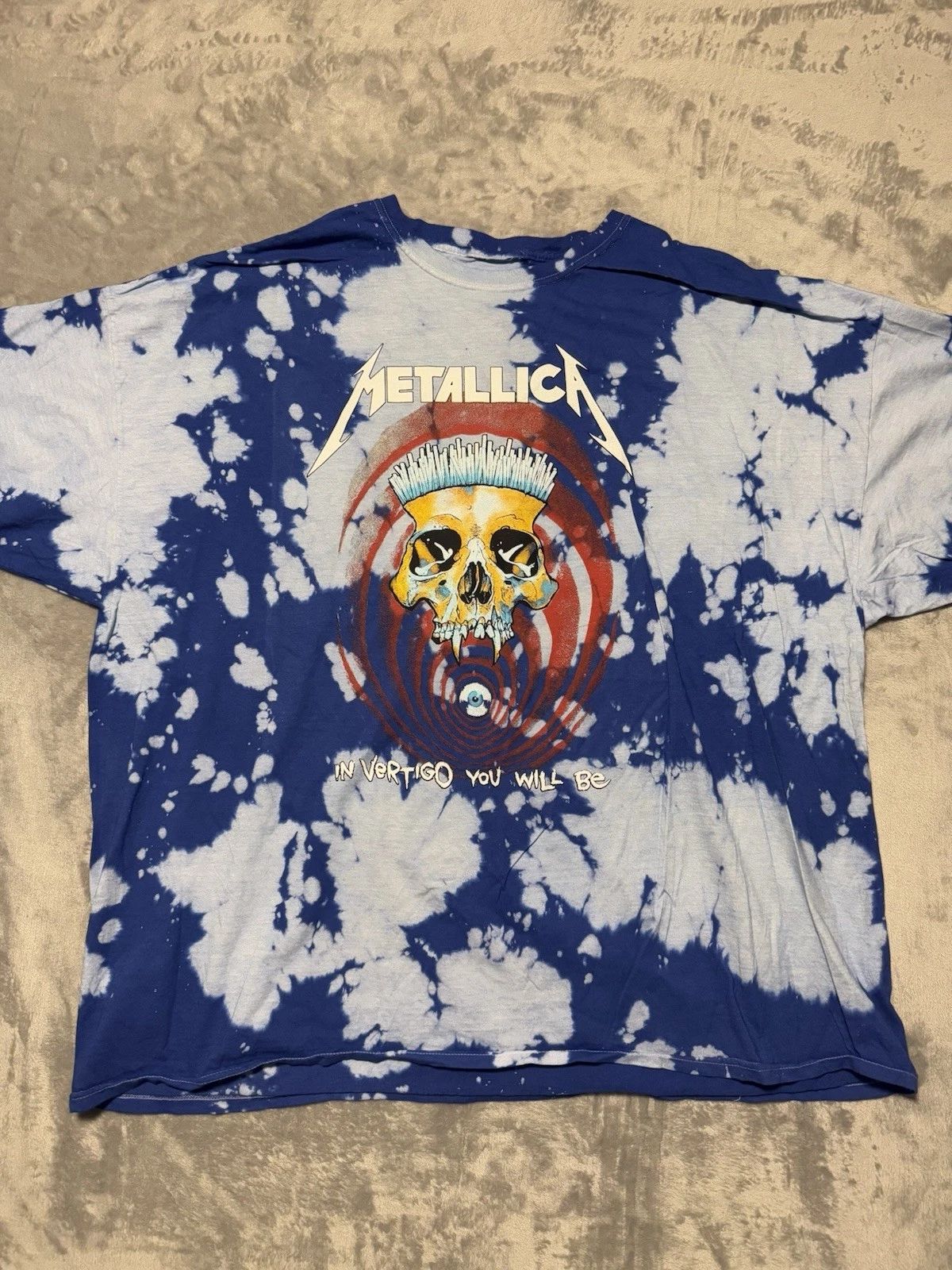 NWOT Metallica In Vertigo You Will Be Skull Tie Dye Graphic Shirt Blue SIZE 4XL Unisex T-shirt, Sweatshirt, Hoodie, Long Sleeve Tee - T-Shirt, Sweatshirt, Hoodie