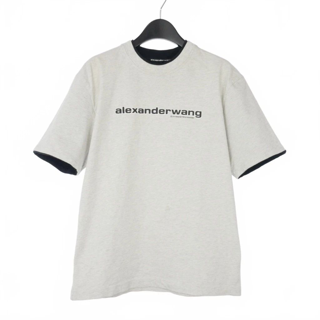 Alexander Wang XS Gray Cotton Layered Logo T-Shirt Short Sleeve Used B Unisex T-shirt, Sweatshirt, Hoodie, Long Sleeve Tee - T-Shirt, Sweatshirt, Hoodie