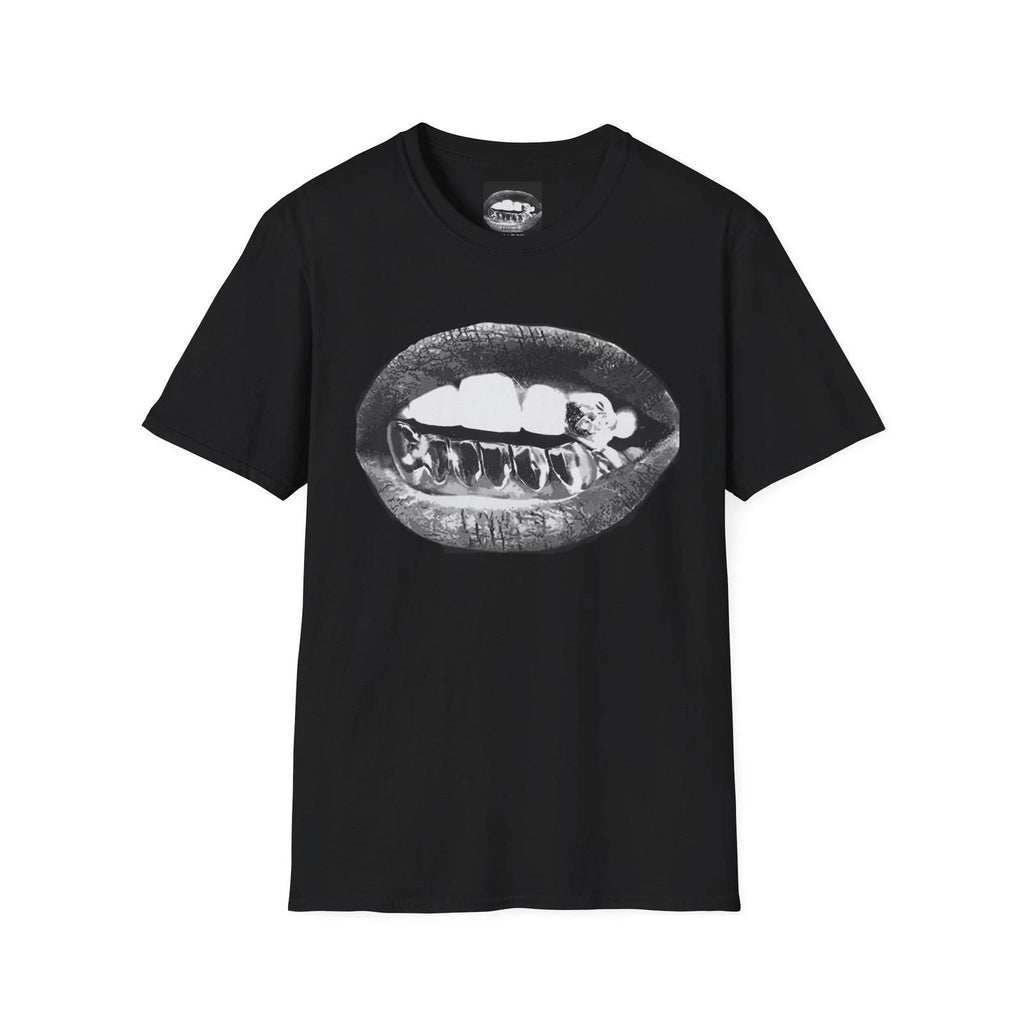 Grillz Mouth Graphic T-Shirt | Black Lip Bite Teeth Design Unisex T-shirt, Sweatshirt, Hoodie, Long Sleeve Tee - T-Shirt, Sweatshirt, Hoodie